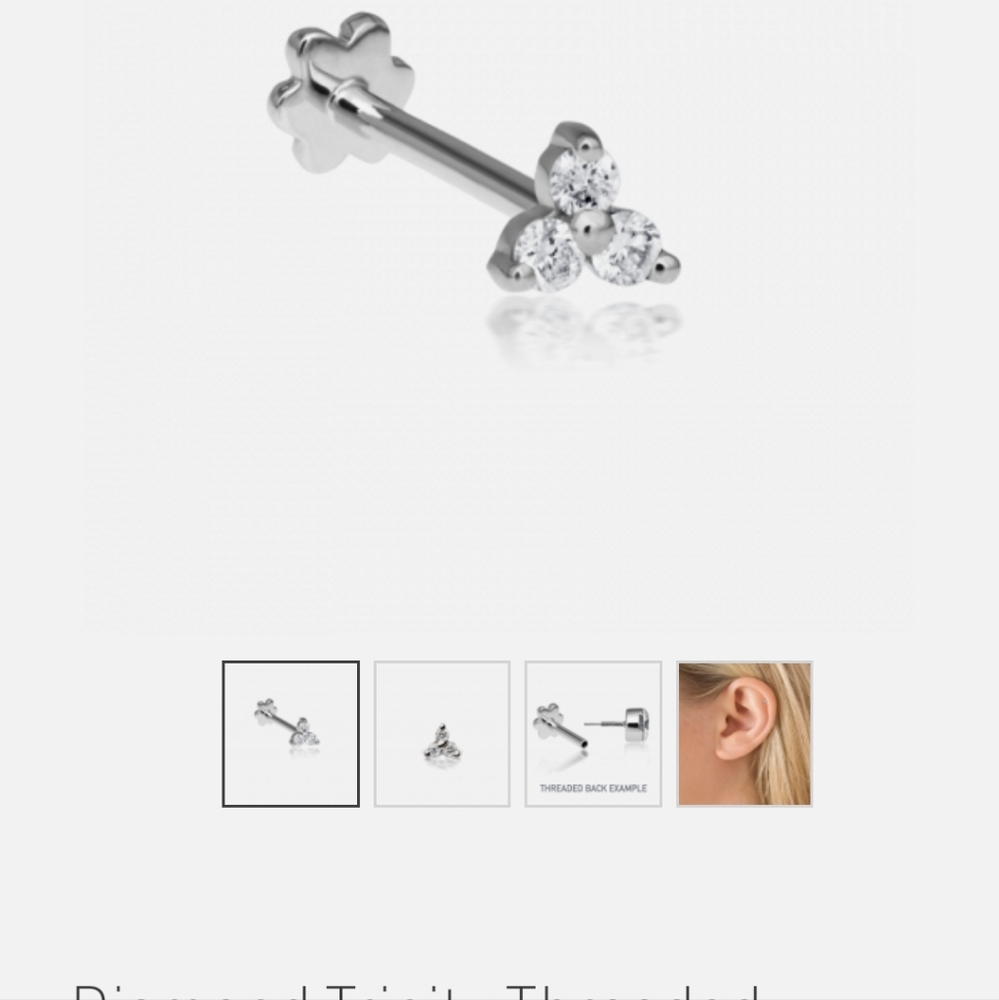 Maria Tash Diamond Trinity threaded stud white gold